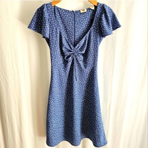 Levi's Blue & White Floral Delray Short Sleeve Mini Dress - Picture 7 of 16